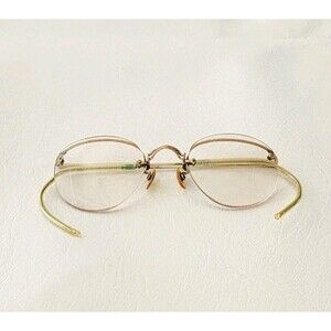 Antique American Optical Company 12k Gold Filled Wire Semi-Rimmed Eyeglasses